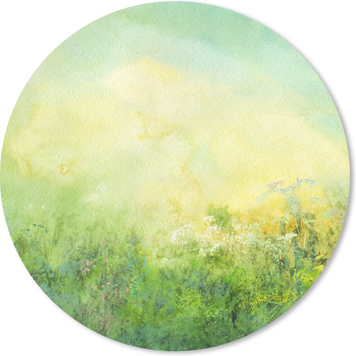 Muismat rond 40x40 cm - Mousepad Gras - Zomer - Olieverf - Ronde muismatten
