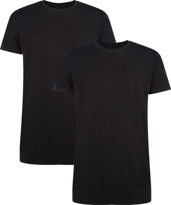 Comfortabel & Zijdezacht Bamboo Basics Ruben - Bamboe T-shirts (Multipack 2 stuks) Heren Ronde Hals - Korte Mouwen - Long Fit - Zwart - XL