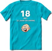 18 met 32 jaar ervaring T-Shirt | Grappig Abraham 50 Jaar Verjaardag Kleding Cadeau | Dames – Heren - Blauw - 3XL