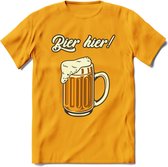 Bier Hier! T-Shirt | Bier Kleding | Feest | Drank | Grappig Verjaardag Cadeau | - Geel - M