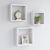 Decoways - Wandschappen kubus 3 stuks MDF wit