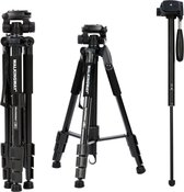 Statief voor Camera - Universeel - In Hoogte Verstelbaar & Draaibaar - Tripod - Monopod - Camerastatief - met Draagtas - Zwart