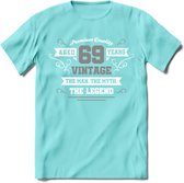 69 Jaar Legend T-Shirt | Zilver - Wit | Grappig Verjaardag en Feest Cadeau | Dames - Heren - Unisex | Kleding Kado | - Licht Blauw - M