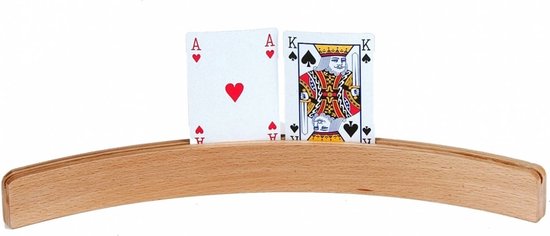 Thumbnail van een extra afbeelding van het spel 6x Speelkaartenhouders / kaartenstandaarden - Inclusief 54 speelkaarten groen - Hout - 3,5 x 8,5 x 46,0 cm - Standaarden