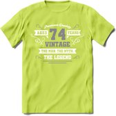 74 Jaar Legend T-Shirt | Zilver - Wit | Grappig Verjaardag en Feest Cadeau | Dames - Heren - Unisex | Kleding Kado | - Groen - L