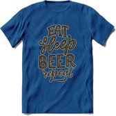 Eat Sleep Beer Repeat T-Shirt | Bier Kleding | Feest | Drank | Grappig Verjaardag Cadeau | - Donker Blauw - XL