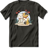 Knuffel kat Valentijn T-Shirt | Grappig Valentijnsdag Cadeautje voor Hem en Haar | Dames - Heren - Unisex | Kleding Cadeau | - Donker Grijs - XL