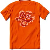 Love - Valentijn T-Shirt | Grappig Valentijnsdag Cadeautje voor Hem en Haar | Dames - Heren - Unisex | Kleding Cadeau | - Oranje - L