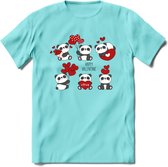 Liefdes Panda's - Valentijn T-Shirt | Grappig Valentijnsdag Cadeautje voor Hem en Haar | Dames - Heren - Unisex | Kleding Cadeau | - Licht Blauw - XL