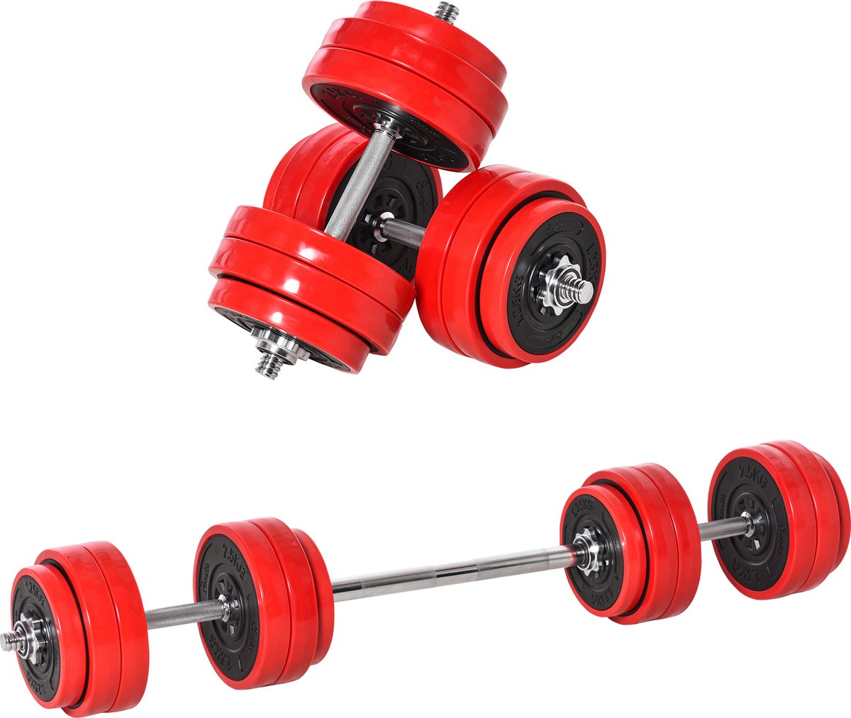 HOMCOM 2-in-1 Langhantel Set - 25kg kunststof thumbnail 5
