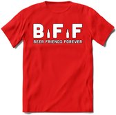 Beer Friends Forever T-Shirt | Bier Kleding | Feest | Drank | Grappig Verjaardag Cadeau | - Rood - M