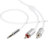 SpeaKa Professional SP-3957164 Cinch / Jackplug Audio Aansluitkabel [2x Cinch-stekker - 1x Jackplug male 3.5 mm] 3.00 m Wit SuperSoft-mantel