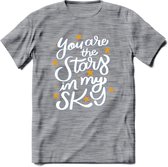You Are The Stars In My Sky - Valentijn T-Shirt | Grappig Valentijnsdag Cadeautje voor Hem en Haar | Dames - Heren - Unisex | Kleding Cadeau | - Donker Grijs - Gemaleerd - XL