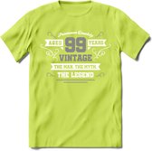 99 Jaar Legend T-Shirt | Zilver - Wit | Grappig Verjaardag en Feest Cadeau | Dames - Heren - Unisex | Kleding Kado | - Groen - M