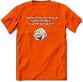 Iedereen mag het weten T-Shirt | Grappig Abraham 50 Jaar Verjaardag Kleding Cadeau | Dames – Heren - Oranje - M