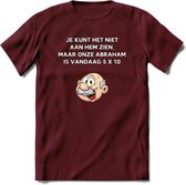 Je kunt het niet aan hem zien T-Shirt | Grappig Abraham 50 Jaar Verjaardag Kleding Cadeau | Dames – Heren - Burgundy - XXL