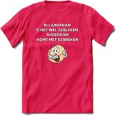 Bij abraham is het wel gebleken T-Shirt | Grappig Abraham 50 Jaar Verjaardag Kleding Cadeau | Dames – Heren - Roze - S