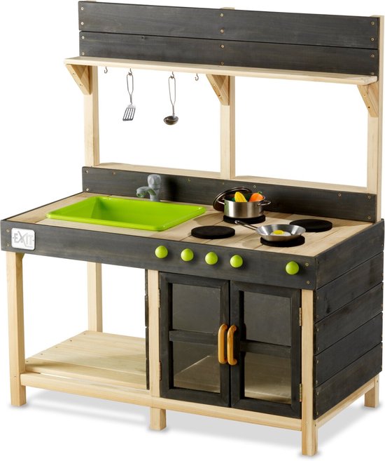 Ensemble de cuisine de jeu en bois, cuisine de boue pour enfants en plein  air avec robinet et boîte à eau