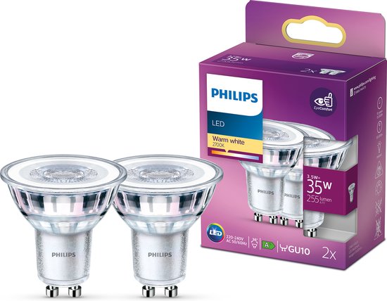 Philips energiezuinige LED Spot - 35 W- GU10 - warmwit licht - 2 stuks - Bespaar op energiekosten