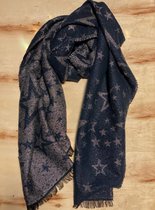 Wintersjaal Dames - Sjaal - Scarve - Donkerblauw met sterren