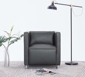 vidaXL Fauteuil kubus kunstleer grijs