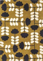 Orla Kiely - Orla Kiely Cut Stem Dijon 060806 Vloerkleed - 160x230  - Rechthoek - Laagpolig Tapijt - Modern - Geel, Wit, Zwart