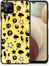 Telefoon Hoesje Geschikt voor Samsung Galaxy A12 Silicone Back Cover met Zwarte rand Punk Yellow