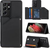 Fonu Backcover Portemonnee hoesje Samsung S21 Ultra Zwart