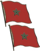 2x stuks pin broche/speldje Vlag Marokko 20 mm - supporters feestartikelen