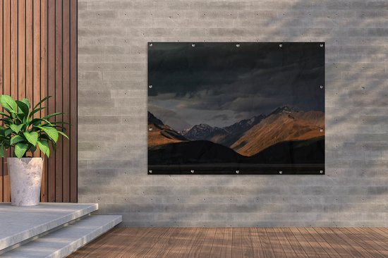 Dark sky over Aoraki National Park / Mount Cook on South Island Garden Poster 160x120 cm - Garden Canvas / Outdoor Peintures for Outdoor (décoration de jardin) XXL / Groot format!