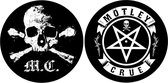 Motley Crue - Skull/Pentagram Platenspeler Slipmat - Set van 2 - Zwart/Wit