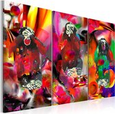 Schilderij - Crazy Monkeys - triptych.