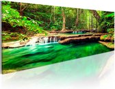 Schilderij - Emerald Waterfall.