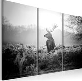 Schilderij - Black and White Deer I.