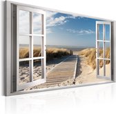 Schilderij - Window: View of the Beach.