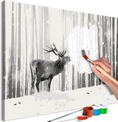 Doe-het-zelf op canvas schilderen - Deer in the Snow.