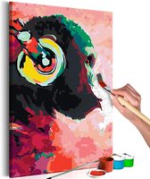 Doe-het-zelf op canvas schilderen - Monkey In Headphones.