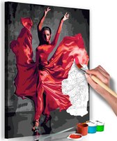 Doe-het-zelf op canvas schilderen - Red Dress.