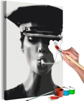 Doe-het-zelf op canvas schilderen - Woman With Cigarette.