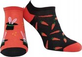 Gatta-Wola Funky 2-pack Unisex-grappige Sneakersokken-2 verschillende patronen, maat 43-46 konijn & wortel patroon