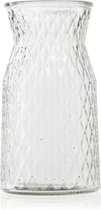 Flesvaas 'Fabian' h25 d13,5 cm  - Transparant/Helder/Doorzichtig glas - Bloemen vaas - Decoratie -  Geribbeld patroon