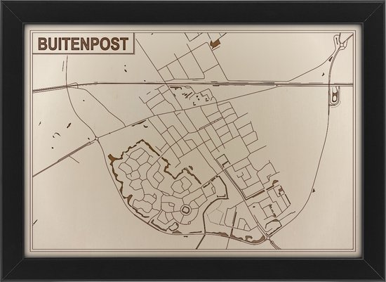 Houten stadskaart van Buitenpost