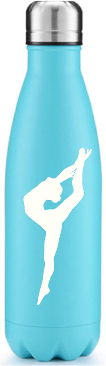 Sparkle&Dream - Drinkfles Stainless Steel 'Ringsprong' Lichtblauw - Voor Turnen en Gymnastiek