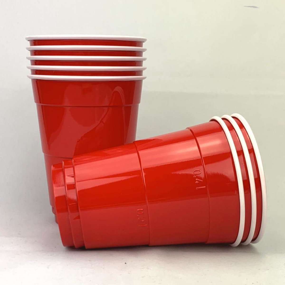 Huhtamaki Duurzame Red Party Cups - 50 Stuks - Party Bekers - Red Cups - Red Party Cups - American Cups - Rood - Beerpong Bekers 400 ml