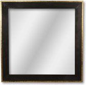 Wandspiegel - 90x10x90 cm - Goud/zwart - Teak