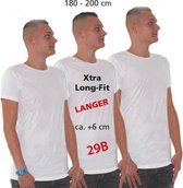 Set van 2x stuks longfit t-shirt wit voor heren - extra lang basic shirt - 100% katoen - Ondershirts, maat: L