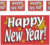 Versiering/feestartikelen set Happy New Year/gelukkig nieuw jaar thema vlaggetjes - voor kantoor/huis
