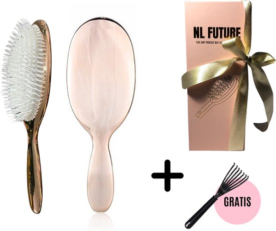 Haarborstel Wit Haar - Limited Edition Rosé Gold – Massage - Borstel - Roze - Goud - Cadeau verpakking - Kado - Zwijnenhaar - Zachte Haren - Extensions - Man - Vrouw - Jongen - Meisje - Trans