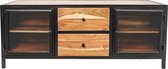 HSM Collection - TV meubel Kingston - acacia/ijzer/glas
