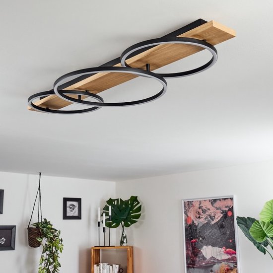Belanian 3-delige Ronde Plafondlamp - Plafond lamp - Industriële lamp -hout licht |